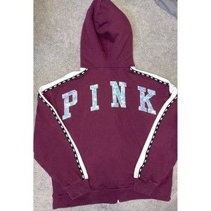 VS PINK LARGE Mermaid Bling Fur Lined Hoodie